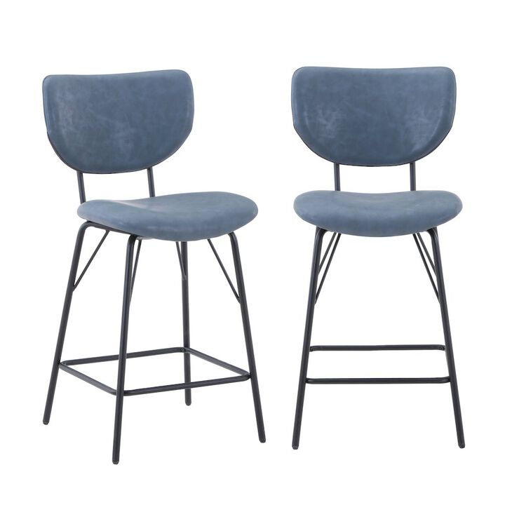 Jofran Modern Faux Leather Split-Back Upholstered Counter Height Barstool (Set of 2)