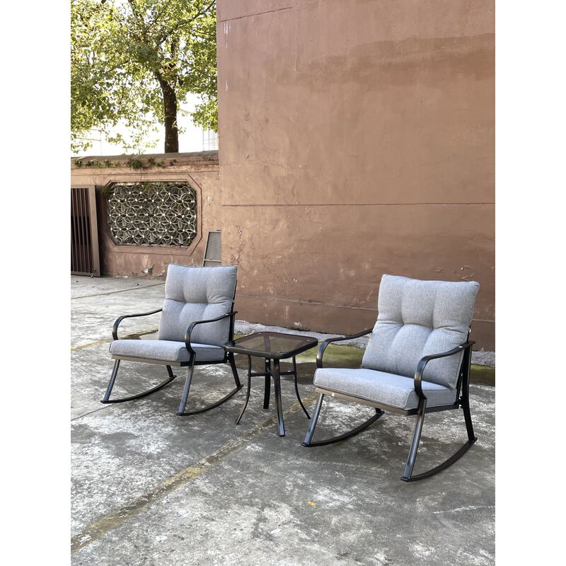 Rocker S Chair And Teapoy Medium Grey