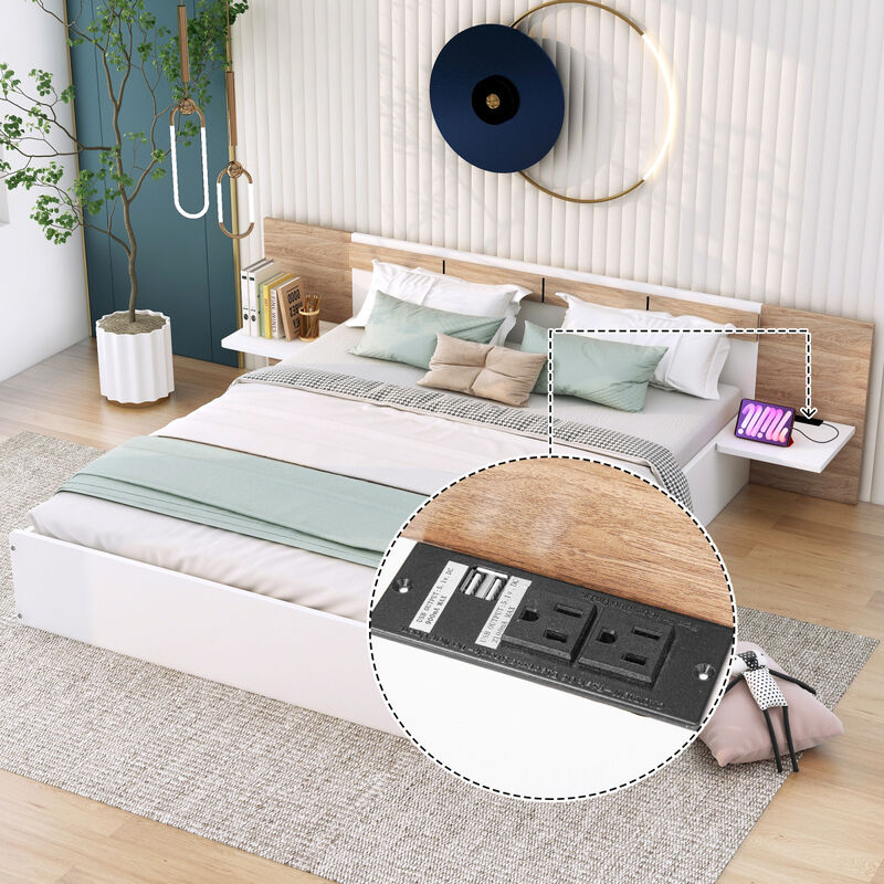 Streamdale Queen Platform Bed with Storage and USB