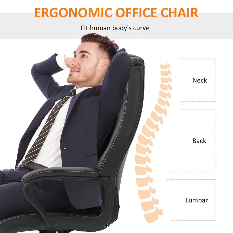 Black Office Comfort: Massage Executive Chair with 6-Point Vibration