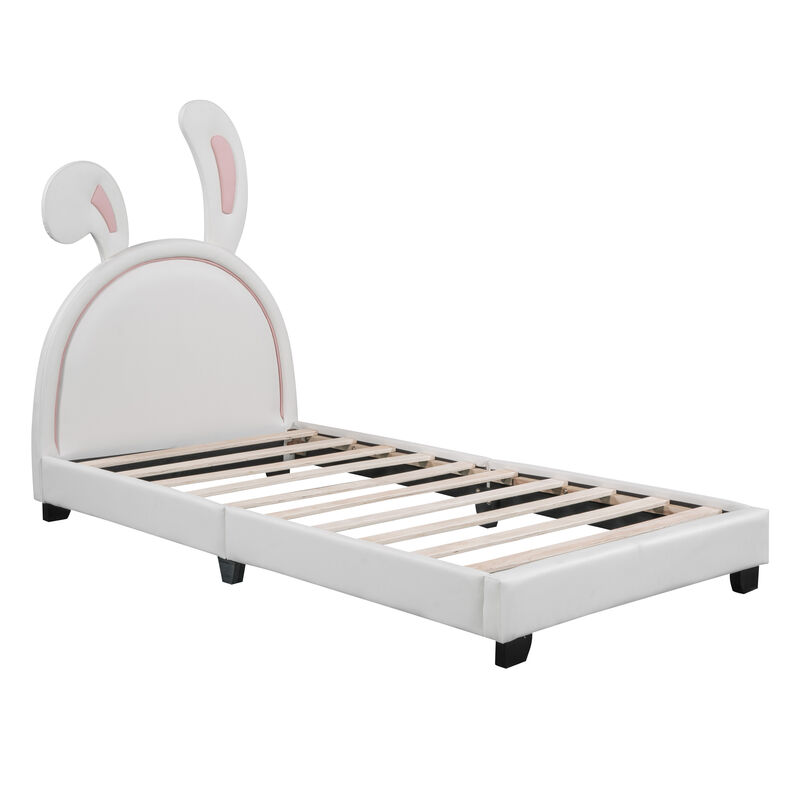 Merax Rabbit Upholstered Leather Platform Bed