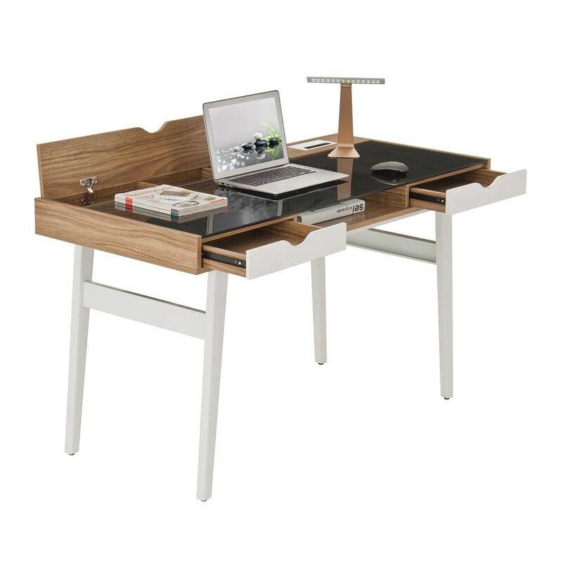 Techni Mobili Compact Computer Desk with Multiple Storage. Color: Walnut