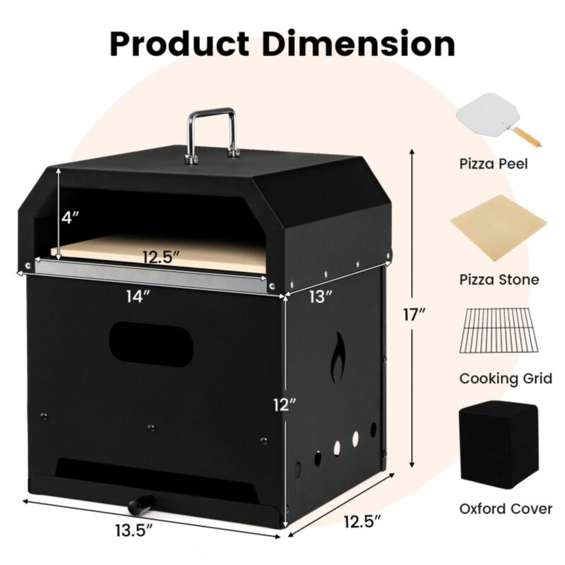 Hivvago 4-in-1 Outdoor Portable Pizza Oven with 12 Inch Pizza Stone