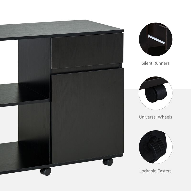 Black Office Assistant: File Cabinet/Printer Stand with Open Shelves