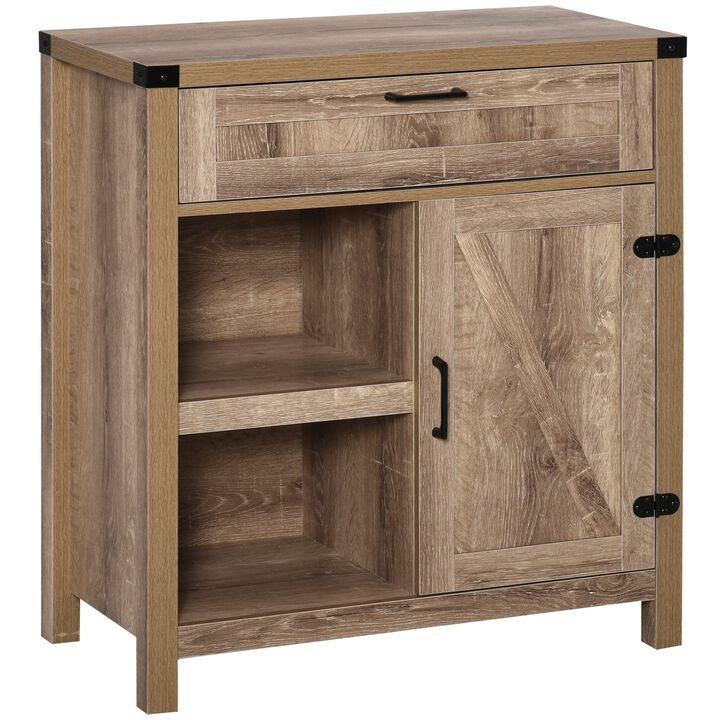 Light Oak Farmhouse Storage: Rustic Barn Door Sideboard Cabinet