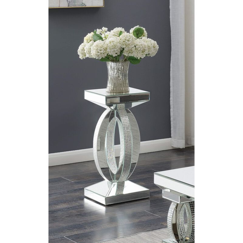 Coaster Furniture Avonlea Square Lower Shelf Clear Mirror End Table 12.25" D x 12.25" W x 27.75" H Silver 722517