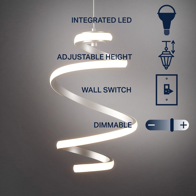 Whirl 11" 1-Light Modern Minimalist Aluminum/Iron Abstract Integrated LED Pendant