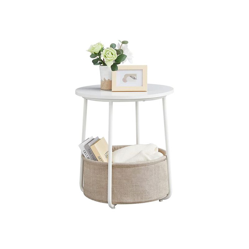 Modern Nightstand with Fabric Basket for Stylish and Functional Storage