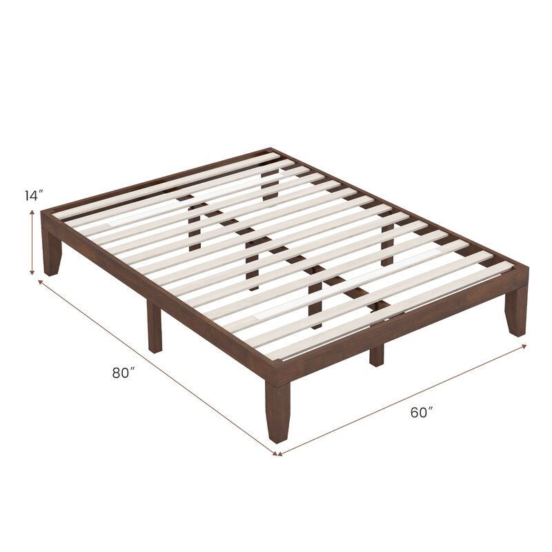 Wooden Bed Frame with Mattress Support for Bedroom or Guest Room