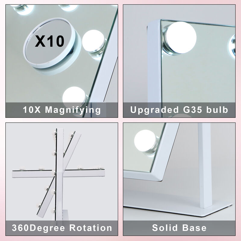 23''x19'' Vanity Mirror with Lights 15 Blubs 360°Rotation