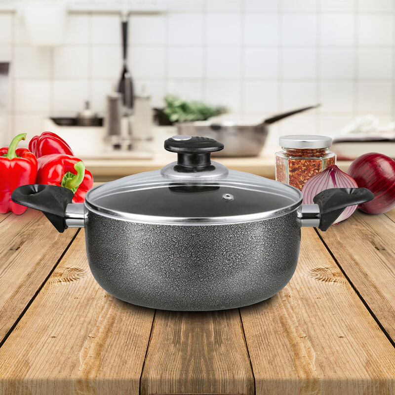 Brentwood 3 Qt. Round Aluminum Dutch Oven in Gray