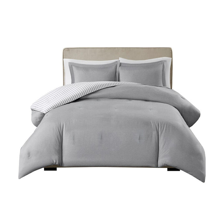 Gracie Mills Christa Striped Reversible Down Alternative Comforter Set
