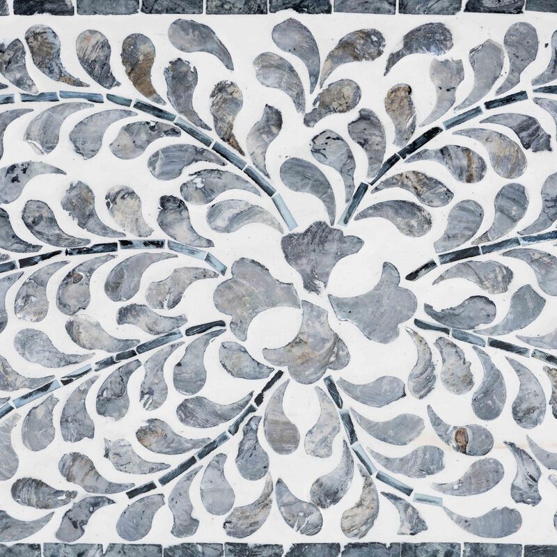 bali & pari Diata Coastal Black and White Mother of Pearl Capiz Shell 2 Drawer Console Table