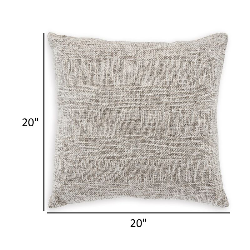 Throw Pillow Set of 4, 20 Inch Square, Brown and White Cotton Woven Texture -