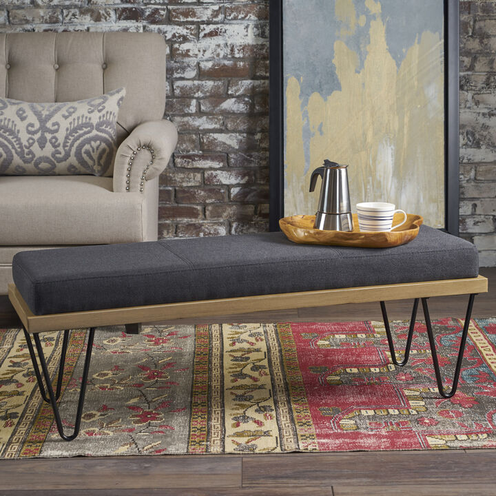 Mid-Century Modern Storage Bench with Hairpin Legs