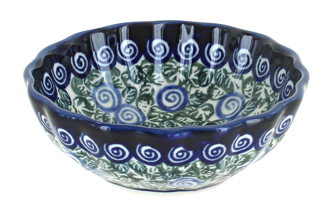 Blue Rose Polish Pottery Peacock Small Scallop Dish
