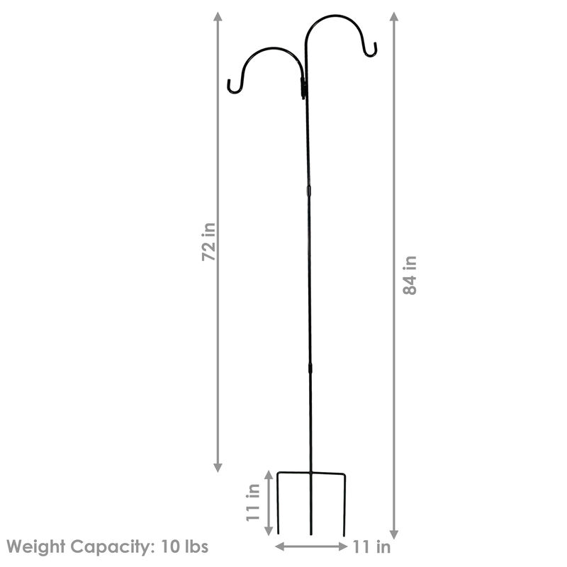 Sunnydaze Black Steel Hanging Double Shepherd Hooks - 84 in - Set of 2