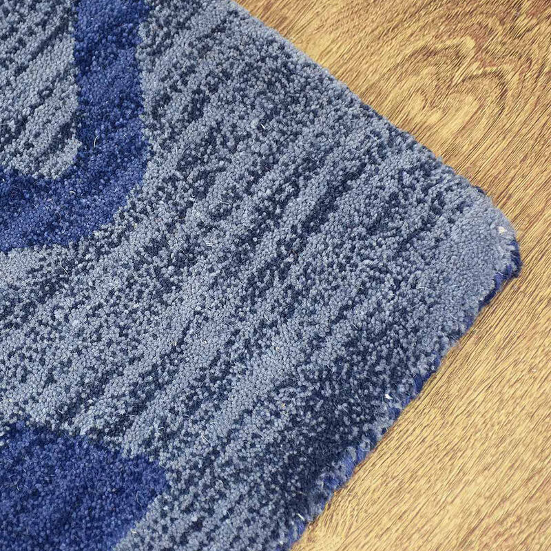 RUGSOTIC CARPETS HAND TUFTED WOOL ECO-FRIENDLY AREA RUGS  - 5'x8', Rectangle Shape, Blue, Contemporary Modern Design, High Pile Thick Handmade Area Rugs for Living Room, Bed Room (K00917)