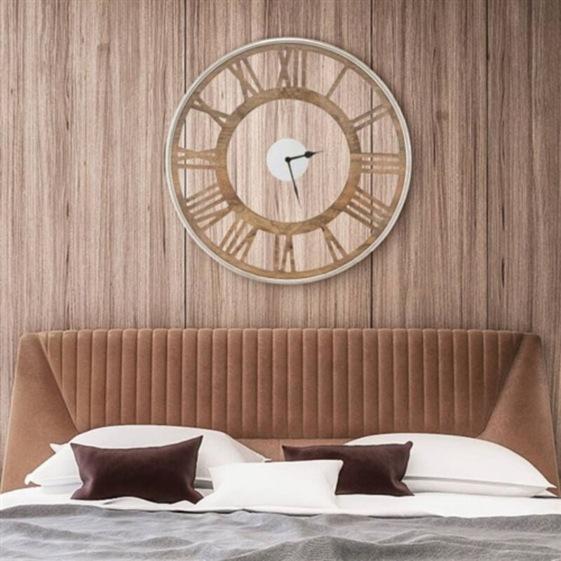 Farmhouse Style Wood Wall Clock with Roman Numerals – Classic Design for Home Decor