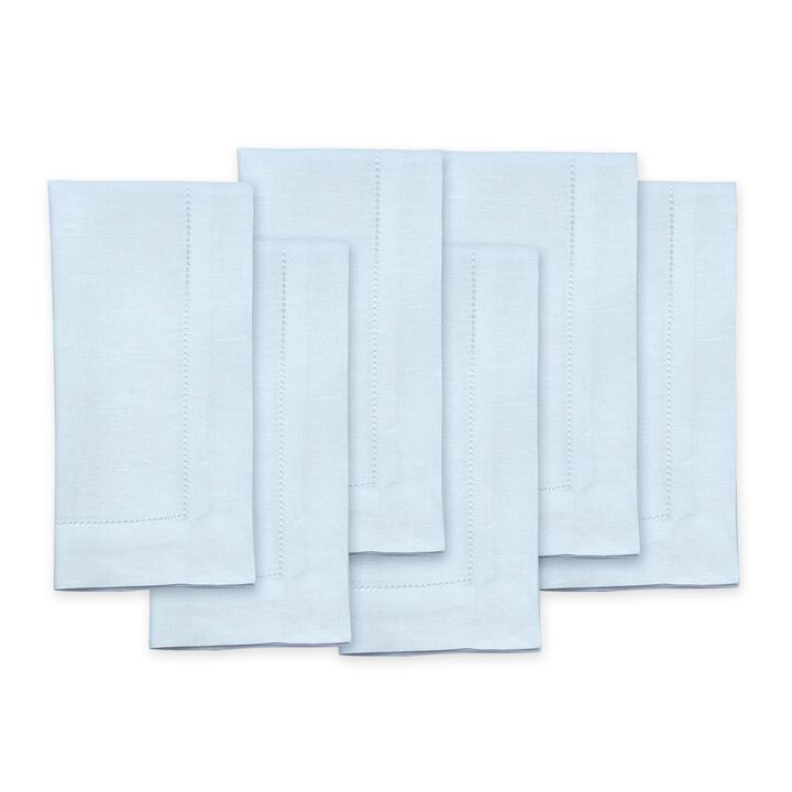 Solino Home 100% Pure Linen Dinner Napkins 20 x 20 Inch Set of 6 | Classic Hemstitch