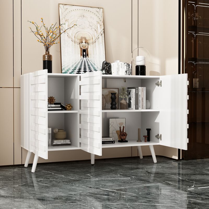 FUFU&GAGA Modern Storage Cabinet with 2 Adjustable Shelves, Solid Wood Legs & Embossed Laminate Finish