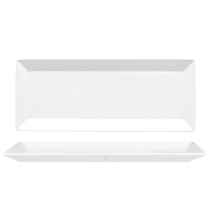 Porcelain Merid 13.5" x 5.5" x h:0.75" Square White Porcelain Platter