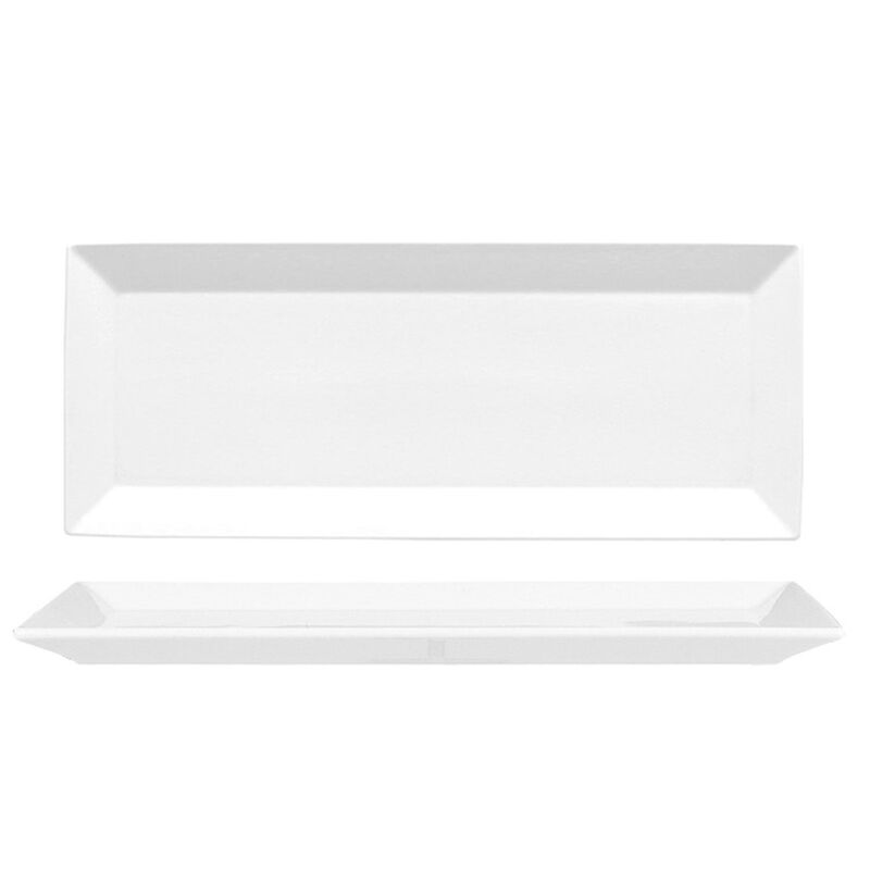 Porcelain Merid 13.5" x 5.5" x h:0.75" Square White Porcelain Platter