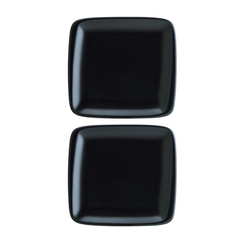 Notte 8.5" x 8" Square Black Porcelain Plate (Set of 2)