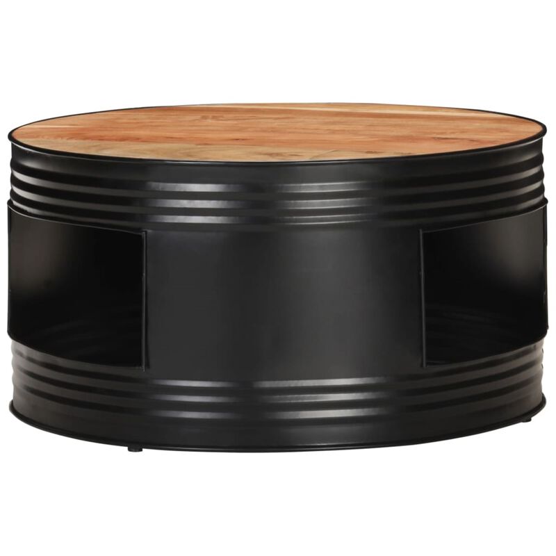 vidaXL Coffee Table Black  26.8"x26.8"x14.2" Solid Acacia Wood