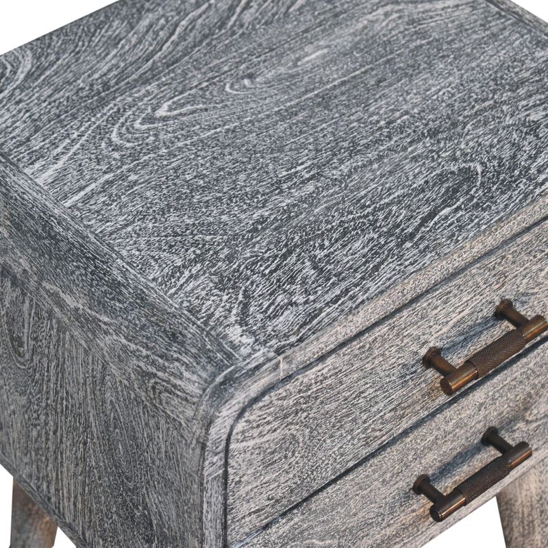 Artisan Furniture Solid Wood Sandblasted Ash Curved Bedside