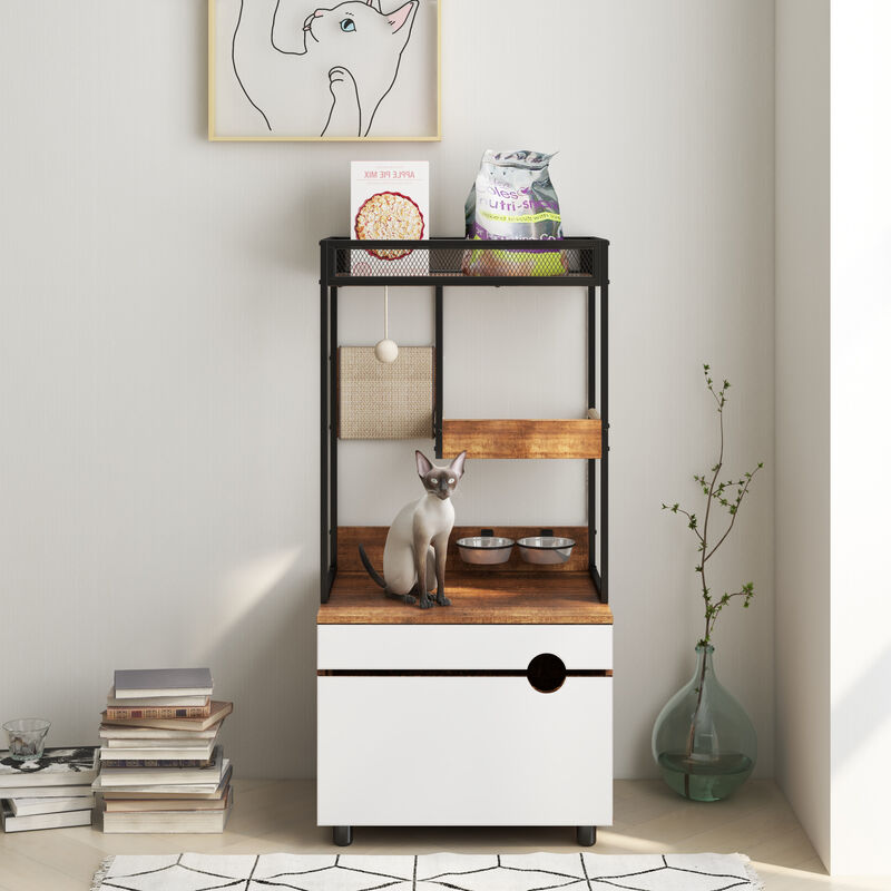 Streamdale Rustic Cat Furniture with Litter Box Enclosures