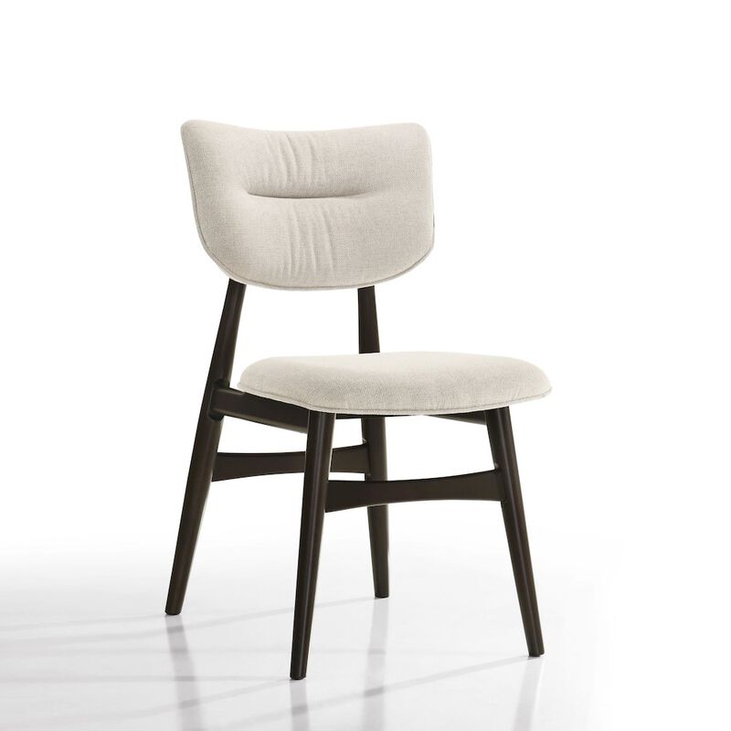 Omax Decor Joss Solid Wood Dining Chairs in Oatmeal Fabric Upholstery (Set of 2)