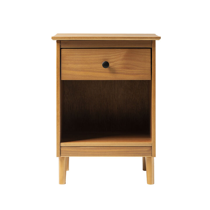 Streamdale Classic 1-Drawer Solid Wood Nightstand with Cubby - Caramel