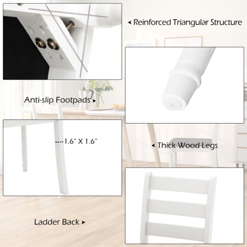 Hivvago Set of 2 Rubber Wood Dining Chairs with Upholstered Seat