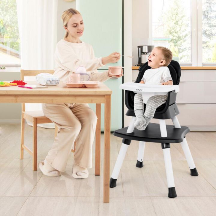 Hivvago 6-in-1 Convertible Baby High Chair with Adjustable Removable Tray-Black
