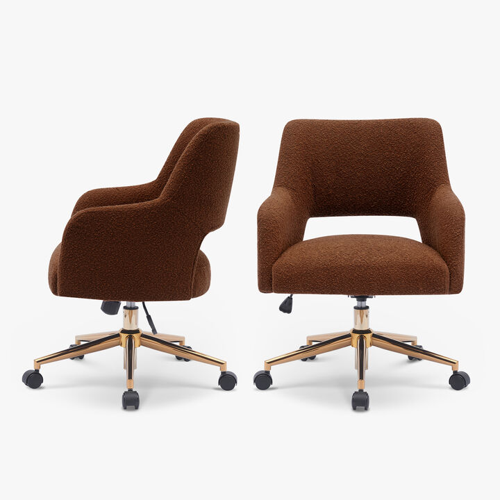 WestinTrends Mid-Century Modern Swivel Office Vanity Chair with Wheels