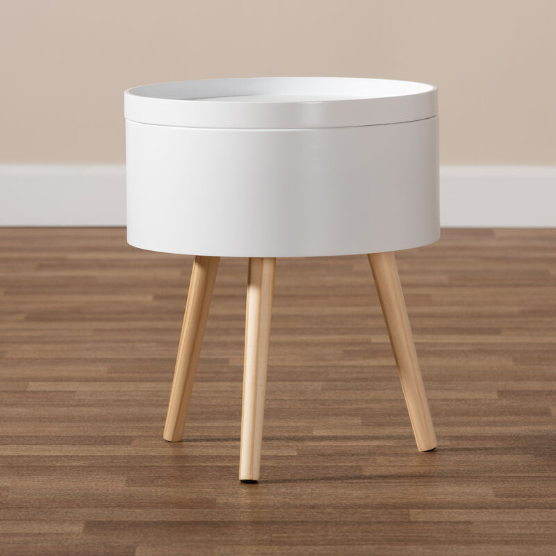 Baxton Studio Jessen Mid Century Modern Gray Wood End Table with Removable Top