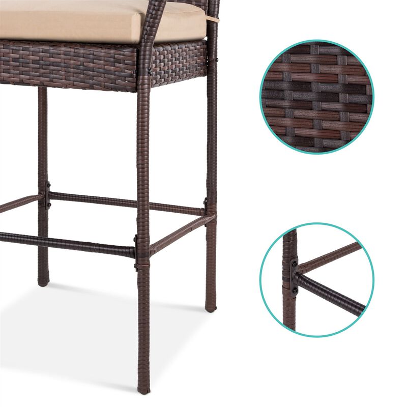 Hivvago Set of 2 Indoor/Outdoor Wicker Bar Stools