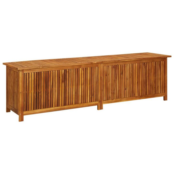 Misty Outdoor Storage Box, 79 Inch Natural Brown Solid Acacia Wood - Benzara