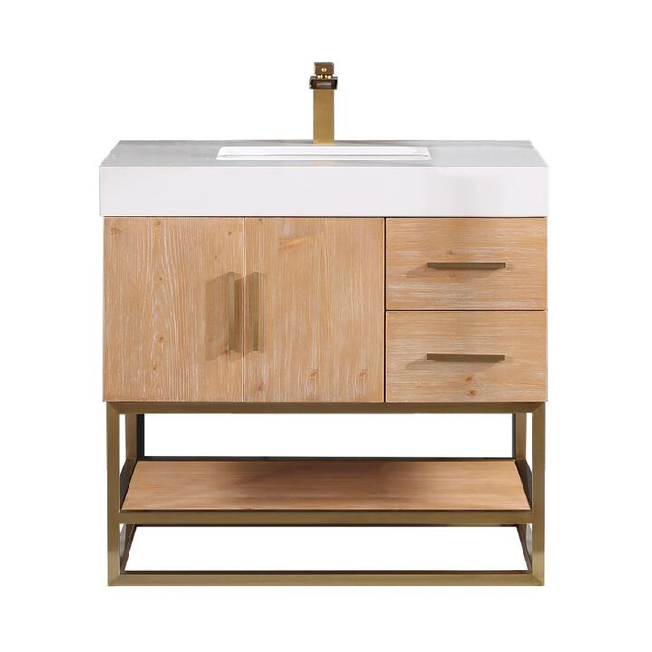 Altair 36 Single Bathroom Vanity in Light Brown without Mirror