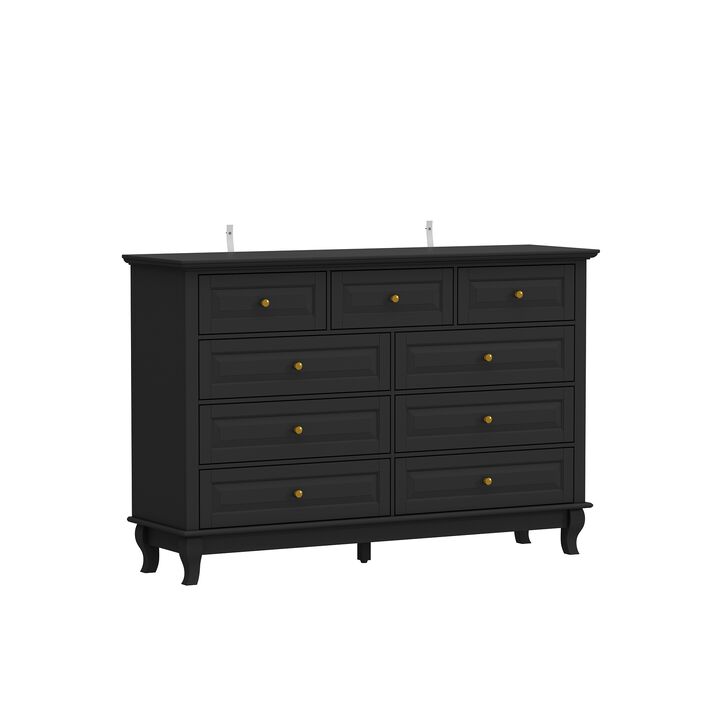 Modern 9-Drawer Dresser: Stylish Storage Solution in White or Black