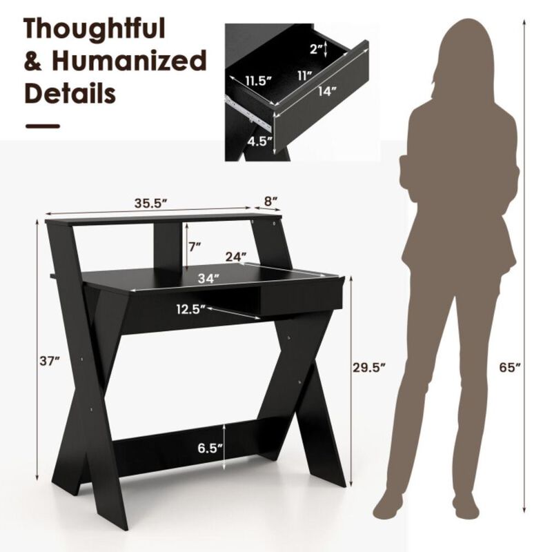 Hivvago Small Computer Desk with Storage Drawer