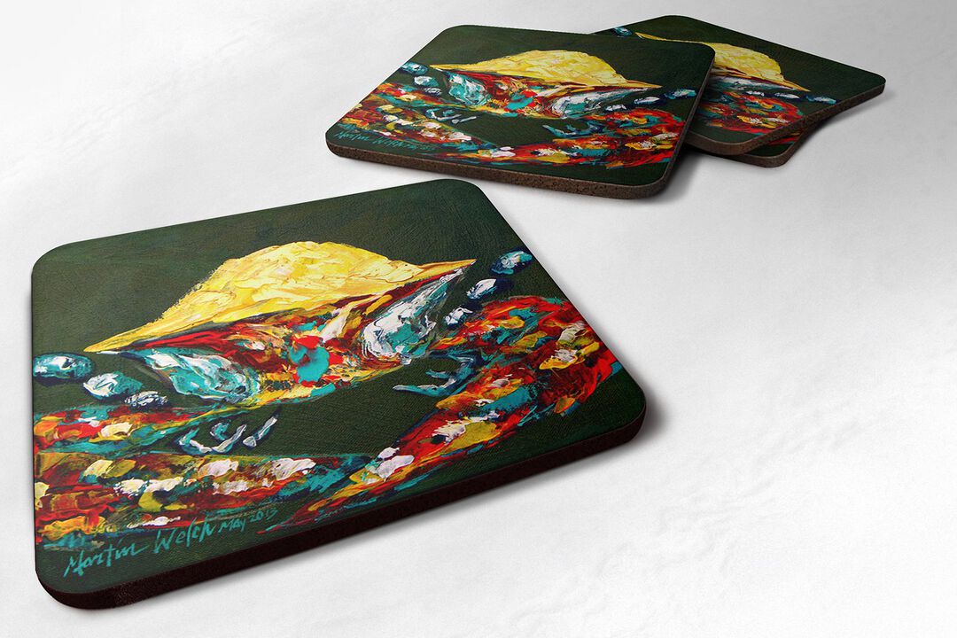 Caroline's Treasures MW1049FC Crab Pick Me Foam Coasters (Set of 4), 3.5 H x 3.5 W, Multicolor