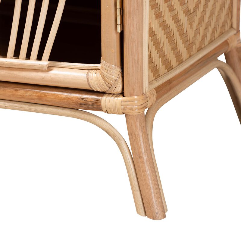Bali & Pari Danna Modern Bohemian Natural Brown Rattan Nightstand
