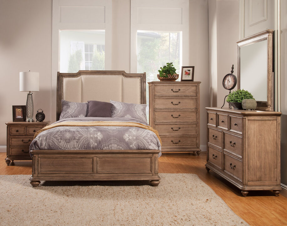 Melbourne California King Sleigh Bed w/Upholstered Headboard, French Truffle