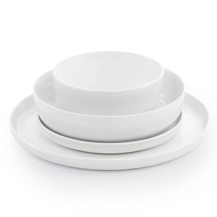 Gibson Home White Deco 16 Piece Fine Ceramic Dinnerware Set in White