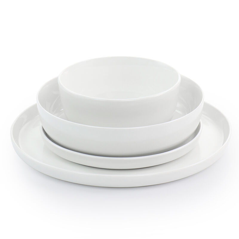 Gibson Home White Deco 16 Piece Fine Ceramic Dinnerware Set in White