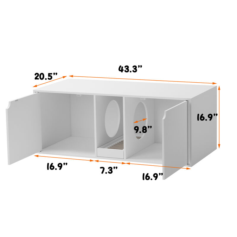 FUFU&GAGA Modern Cat House Furniture, (43.3”W x 16.9”D x 20.5”H), White