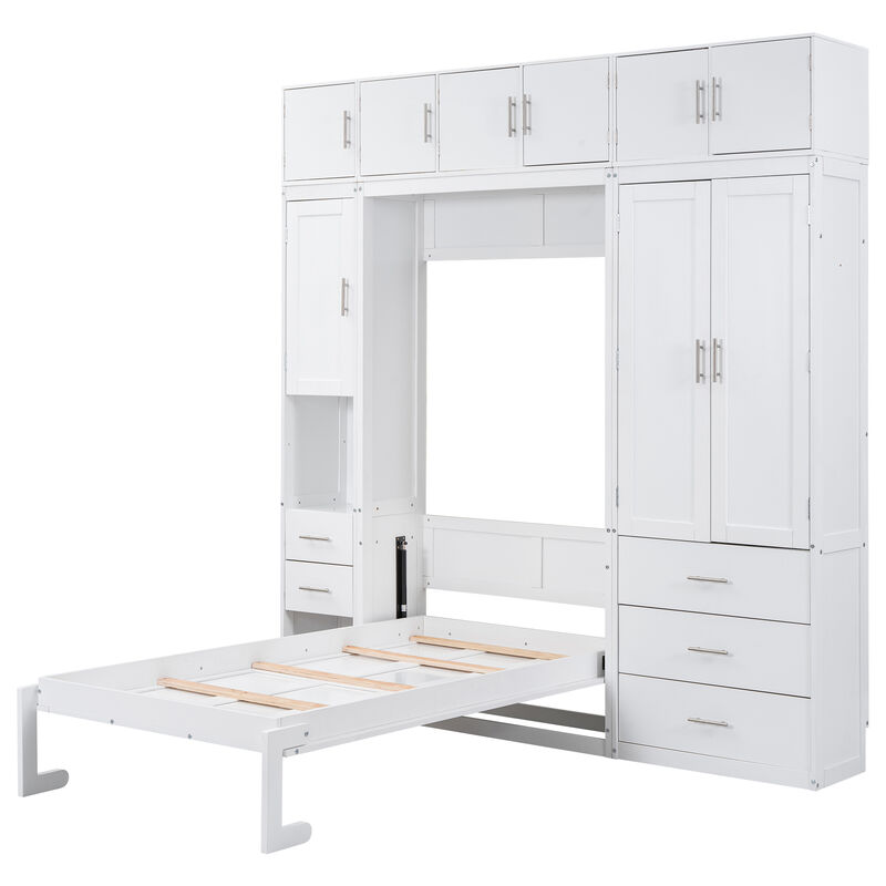 Merax Murphy Bed with Lockers and Wardrobes