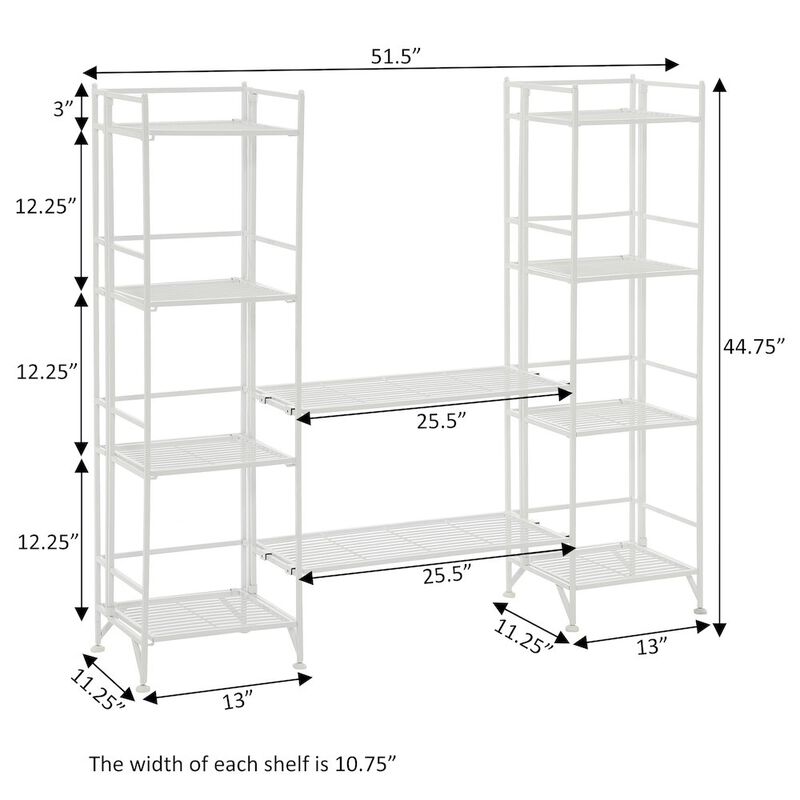 Convenience Concepts Xtra Storage 4 Tier Folding Metal Shelves with Set of 2 Extension Shelves